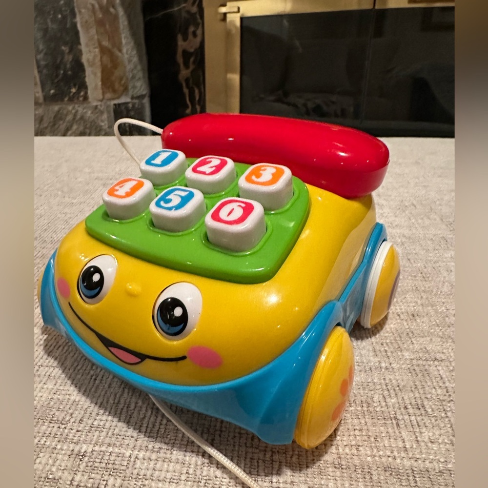 Pull along baby children phone on wheels